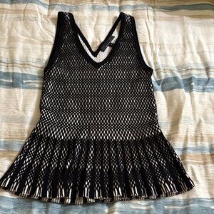 White House Black Market Black and White Mesh Tank Top